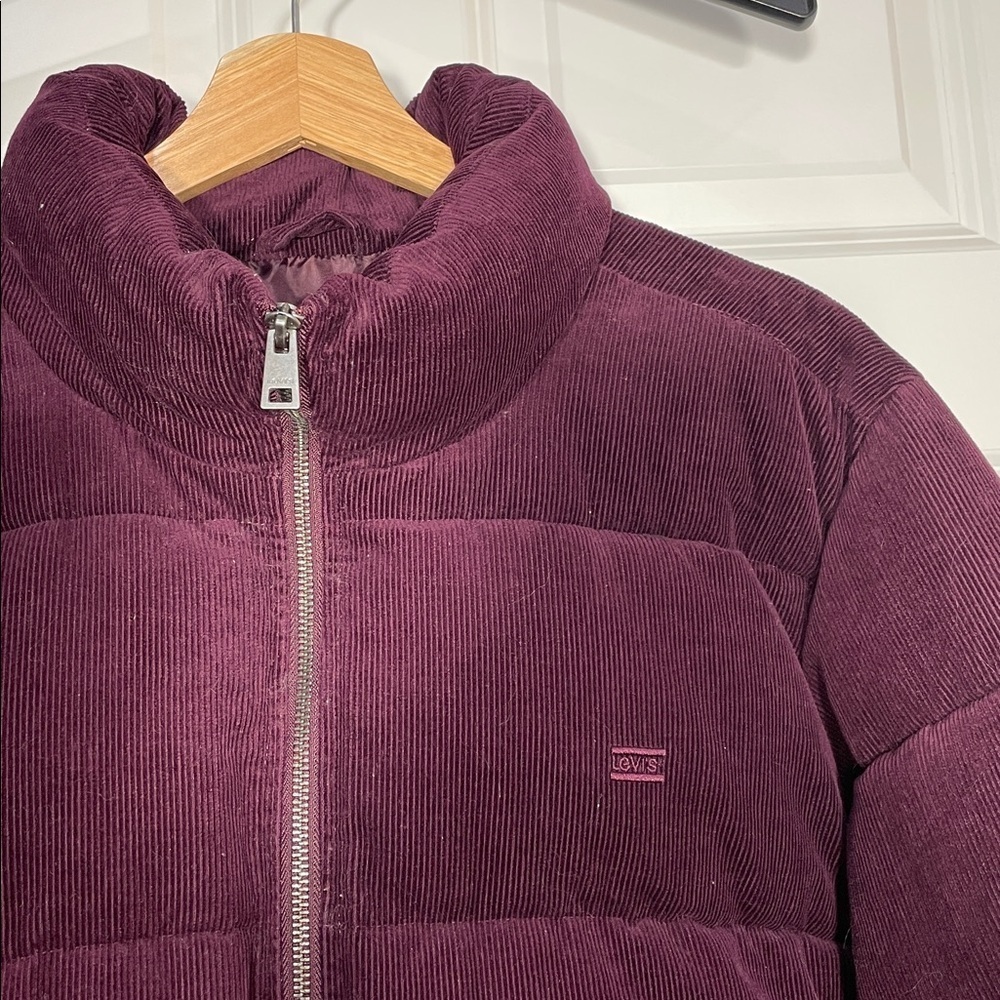 Levi's Zoe Corduroy Jacket Size XXL Full Zip Coat Burgundy Puffer Red Purple - Picture 10 of 17